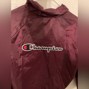 Champion Burgundy Maroon Bomber Cropped Windbreaker Jacket Women’s Size large